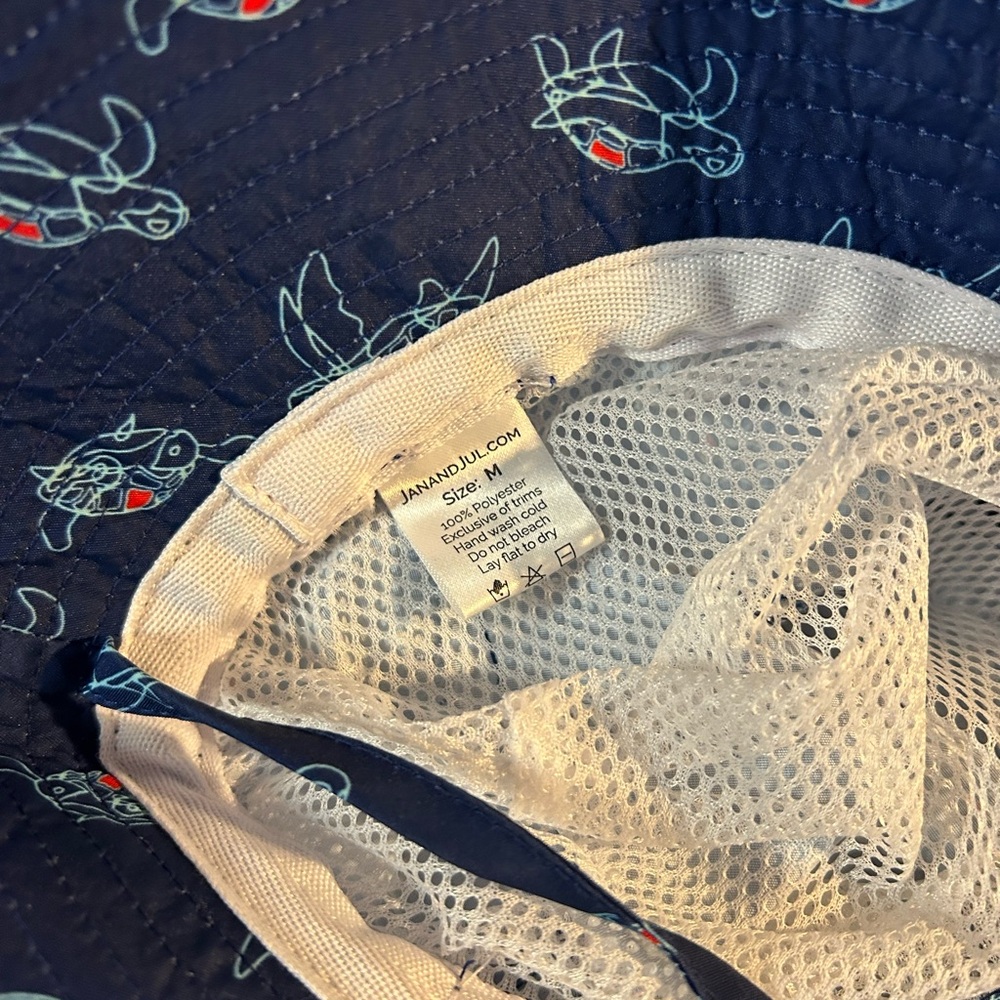 Navy Blue Bucket Hat with Turtle Print - Picture 3 of 3